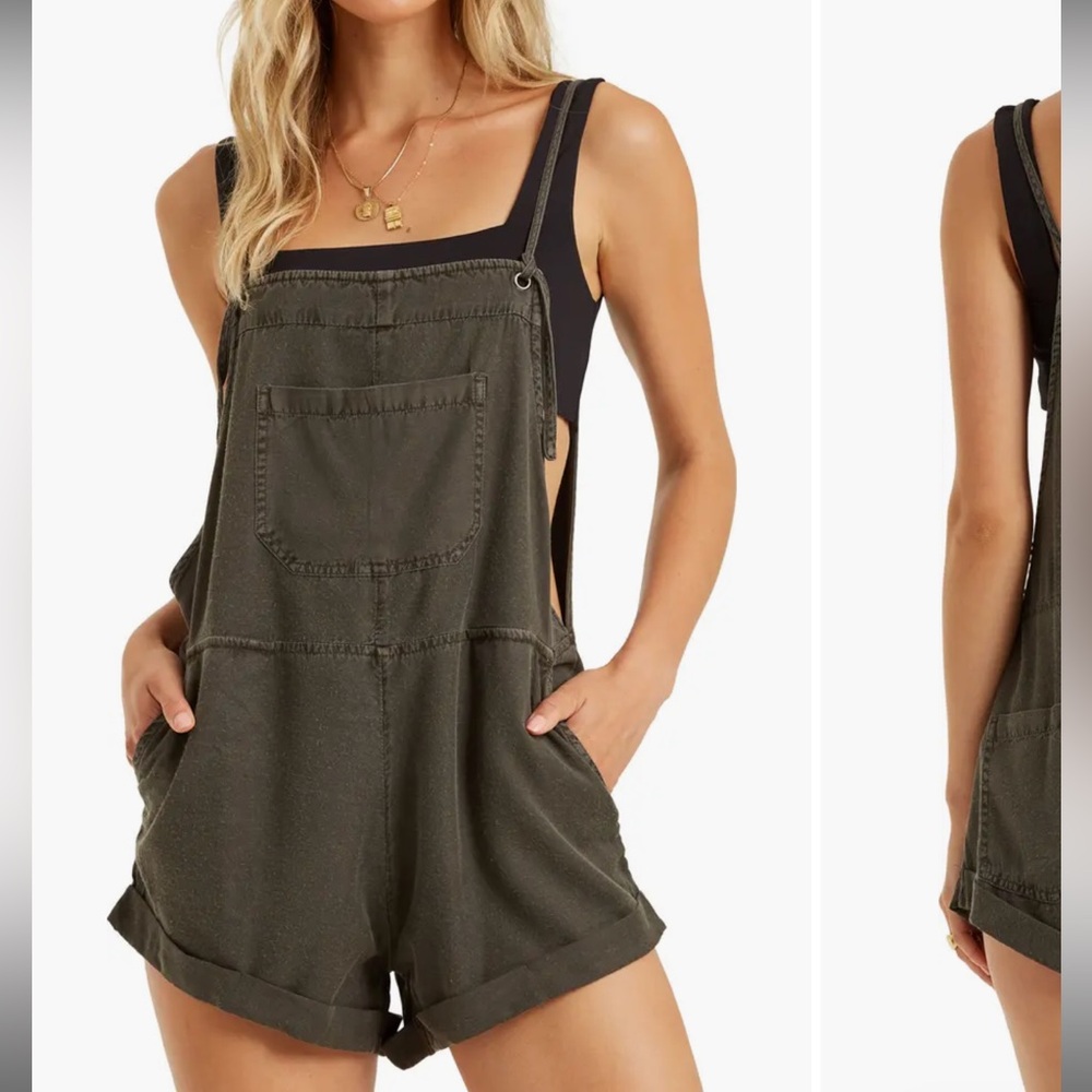 Billabong Dark Grey Denim Overalls
